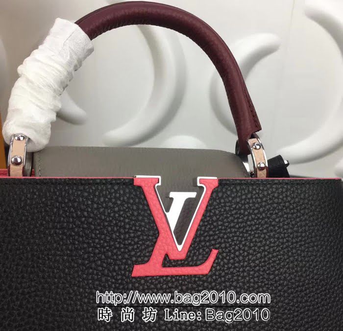 路易威登LV頂級原單M94517黑配粉灰 經典Capucines BB手袋 YDH1680